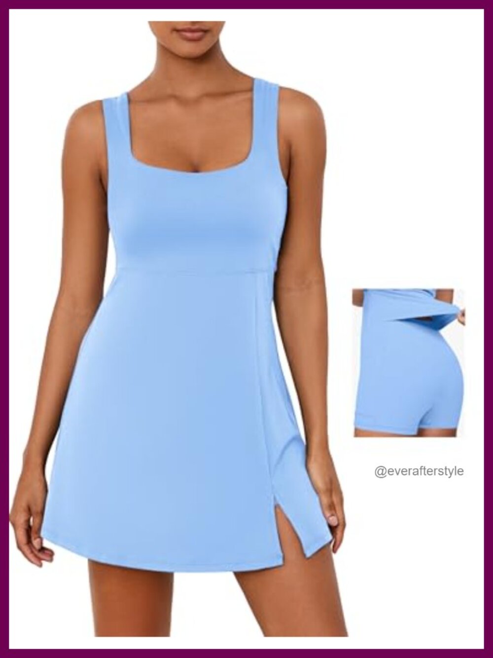 Square Neck Tennis Dress with Pockets Sleeveless Built in Shorts Athletic Golf
